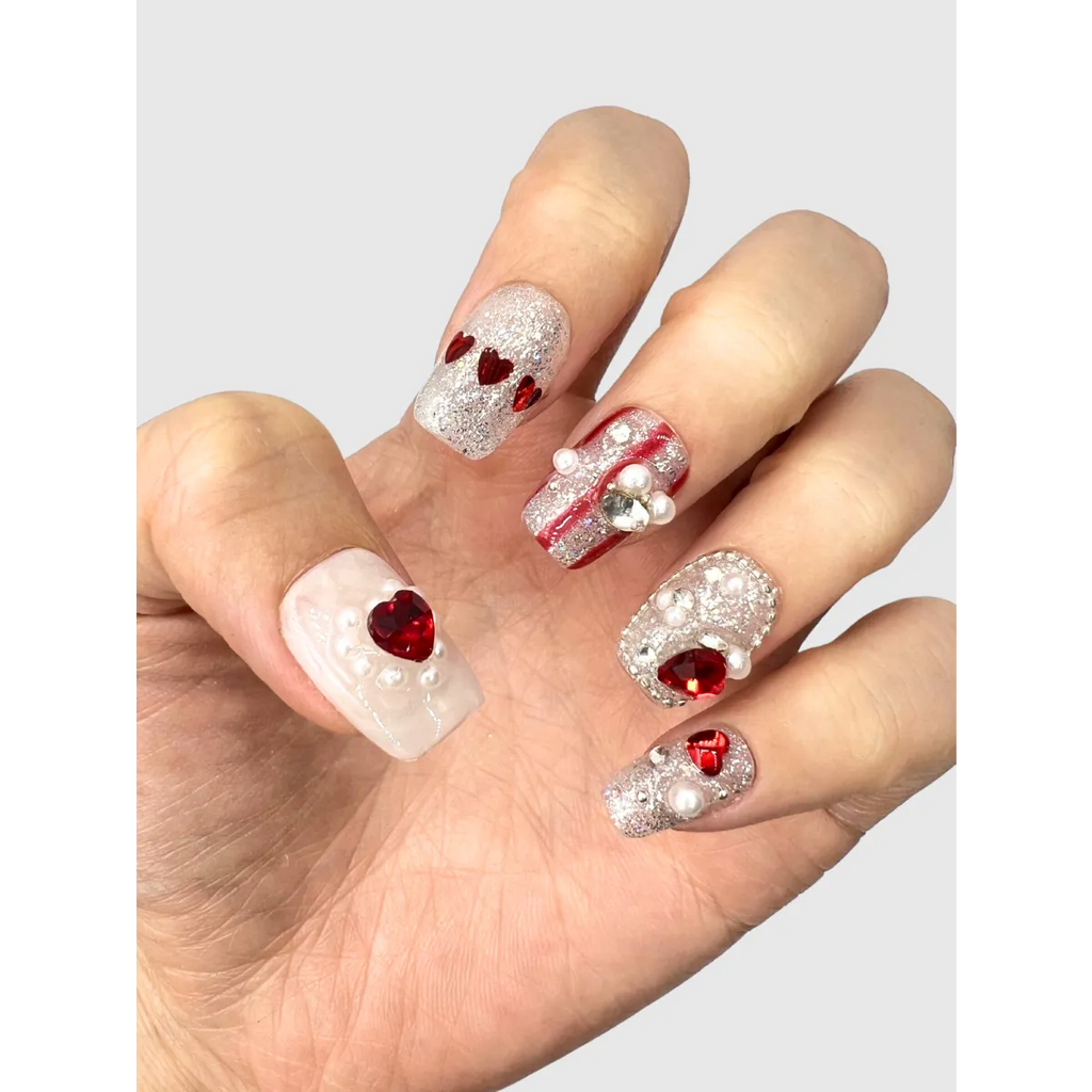 Love Arrow Heart Gem Press-On Nails - Harajuku Style - Cosmetics - 3