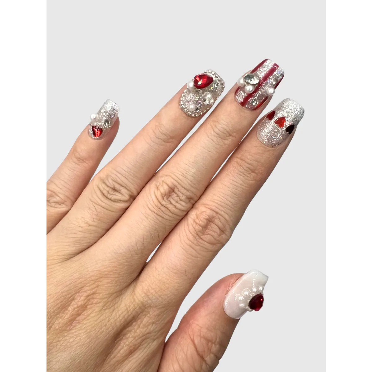 Love Arrow Heart Gem Press-On Nails - Harajuku Style - Cosmetics - 2