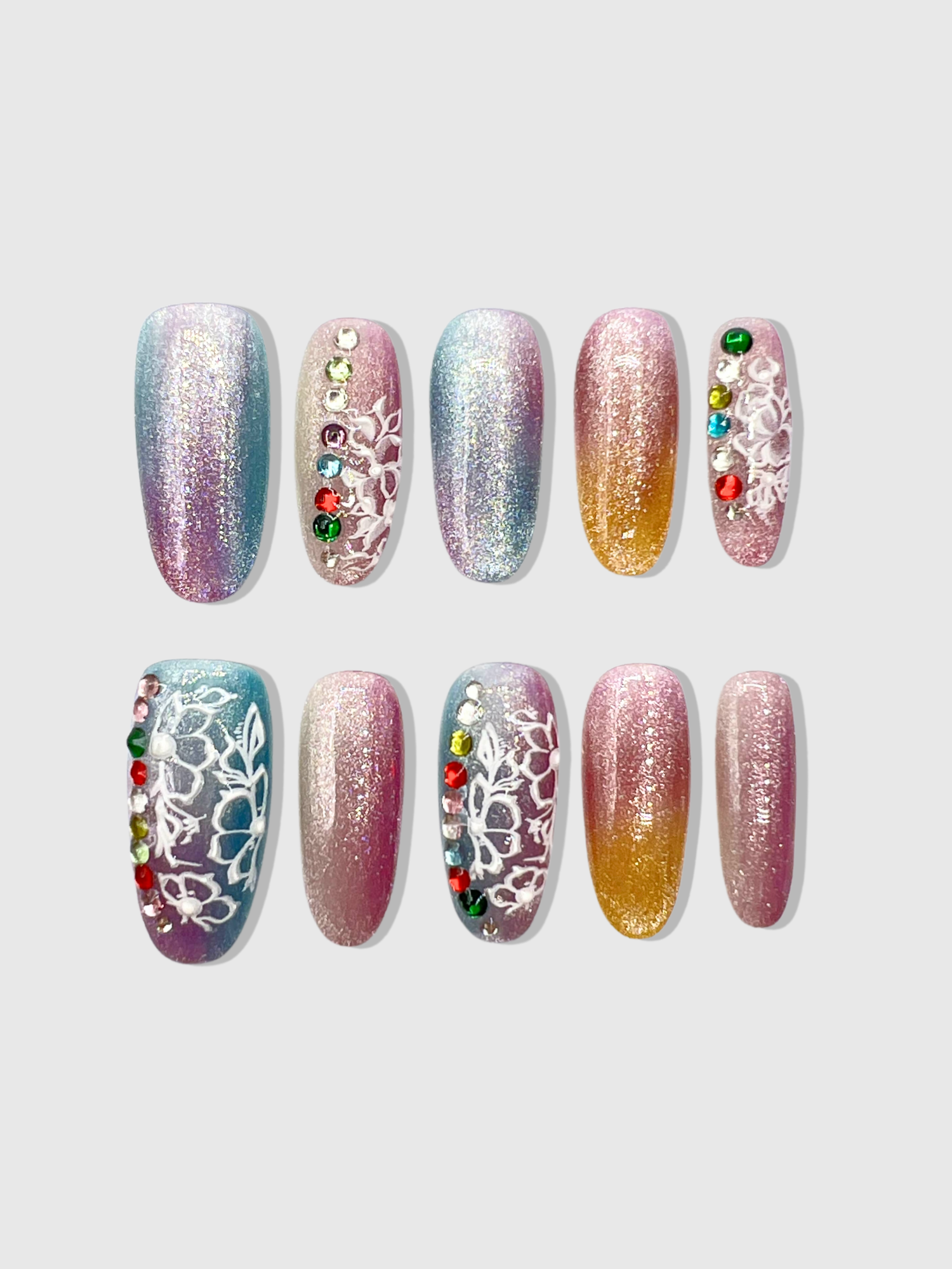 Mermaid Tail Glitter Press-On Nails
