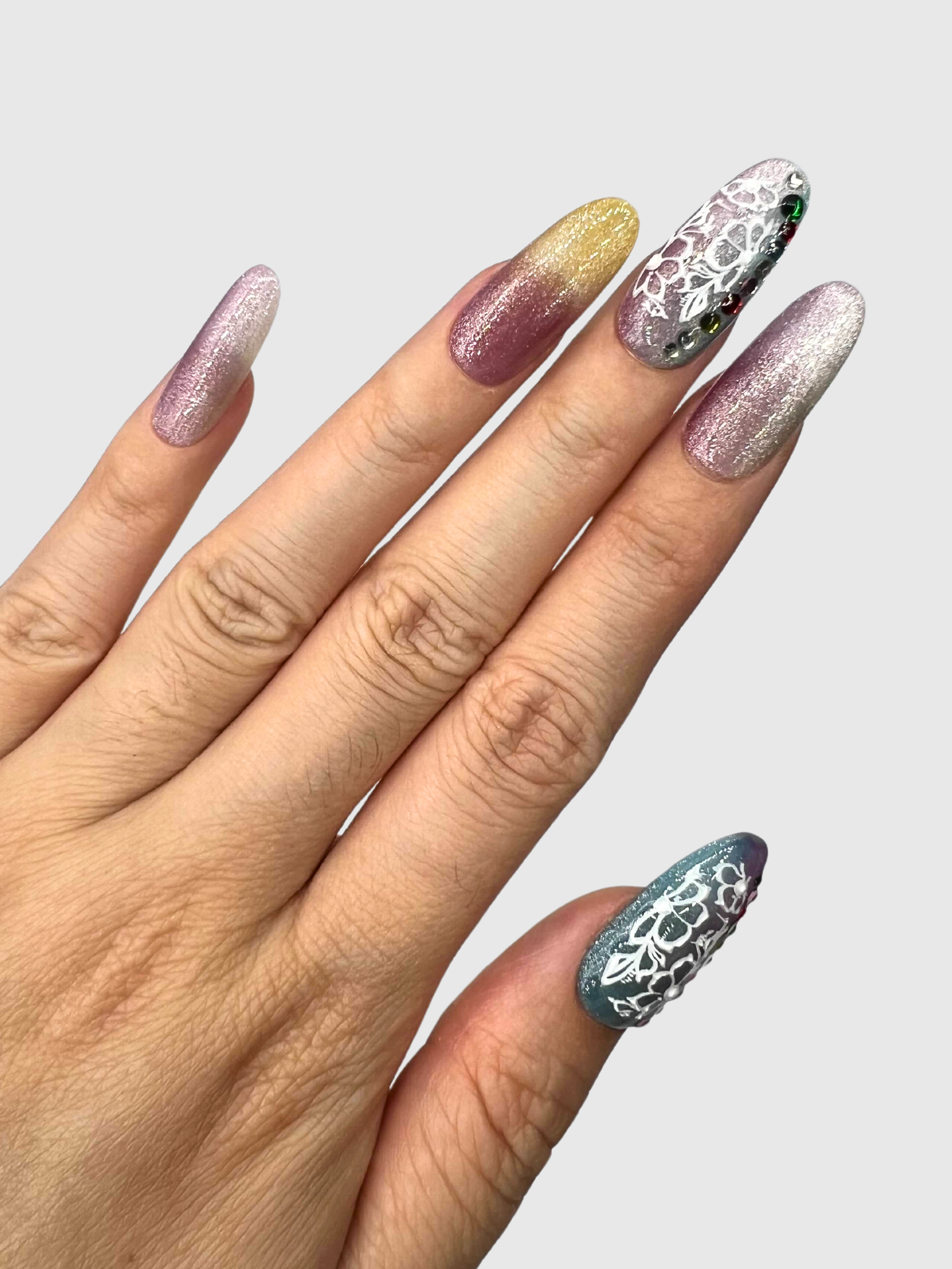 Mermaid Tail Glitter Press-On Nails
