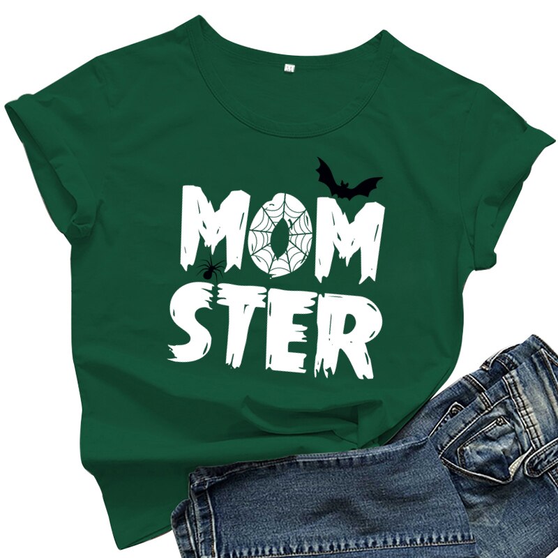 Momster T Shirt - Kawaii Stop - Casual, Festival, Knitted, Letter, O-Neck, Spandex, Street Style, Summer, T-Shirts, Tops &amp; Tees, Women's Clothing &amp; Accessories