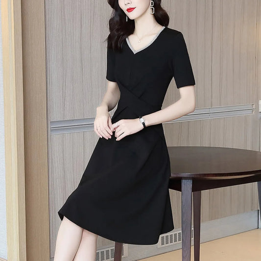Elegant French V-Neck A-Line Mini Dress - All Dresses - Mini Dress - 2