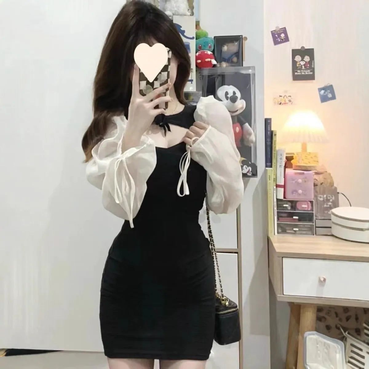 French Hepburn Black Hollow-Out Mini Dress - All Dresses - Mini Dress - 2