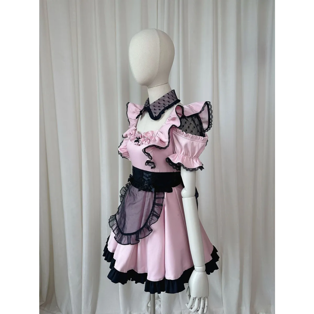 Pink Lace Maid Cosplay Dress Set - All Dresses - Cosplay Outfit - 6