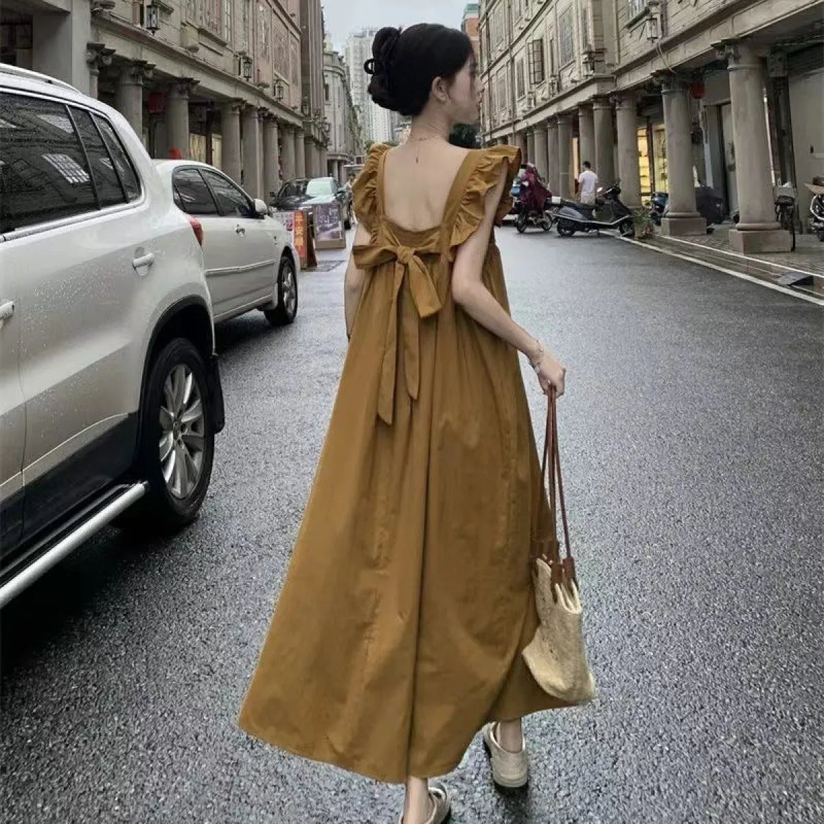 French Style Backless Bow Tie A-Line Dress - All Dresses - Dress - 2