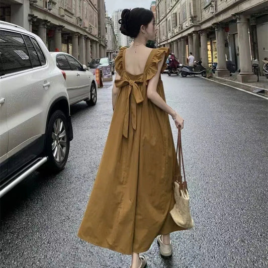 French Style Backless Bow Tie A-Line Dress - All Dresses - Dress - 2