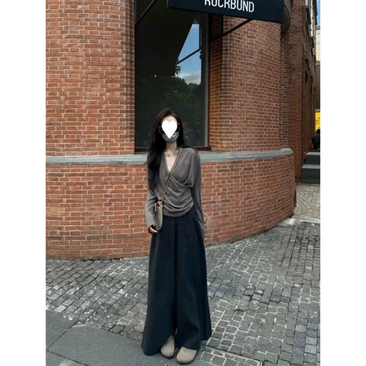 Salt Style V-Neck Top & Wide Leg Pants Set - Bottoms - Sets / Co-ords - 2
