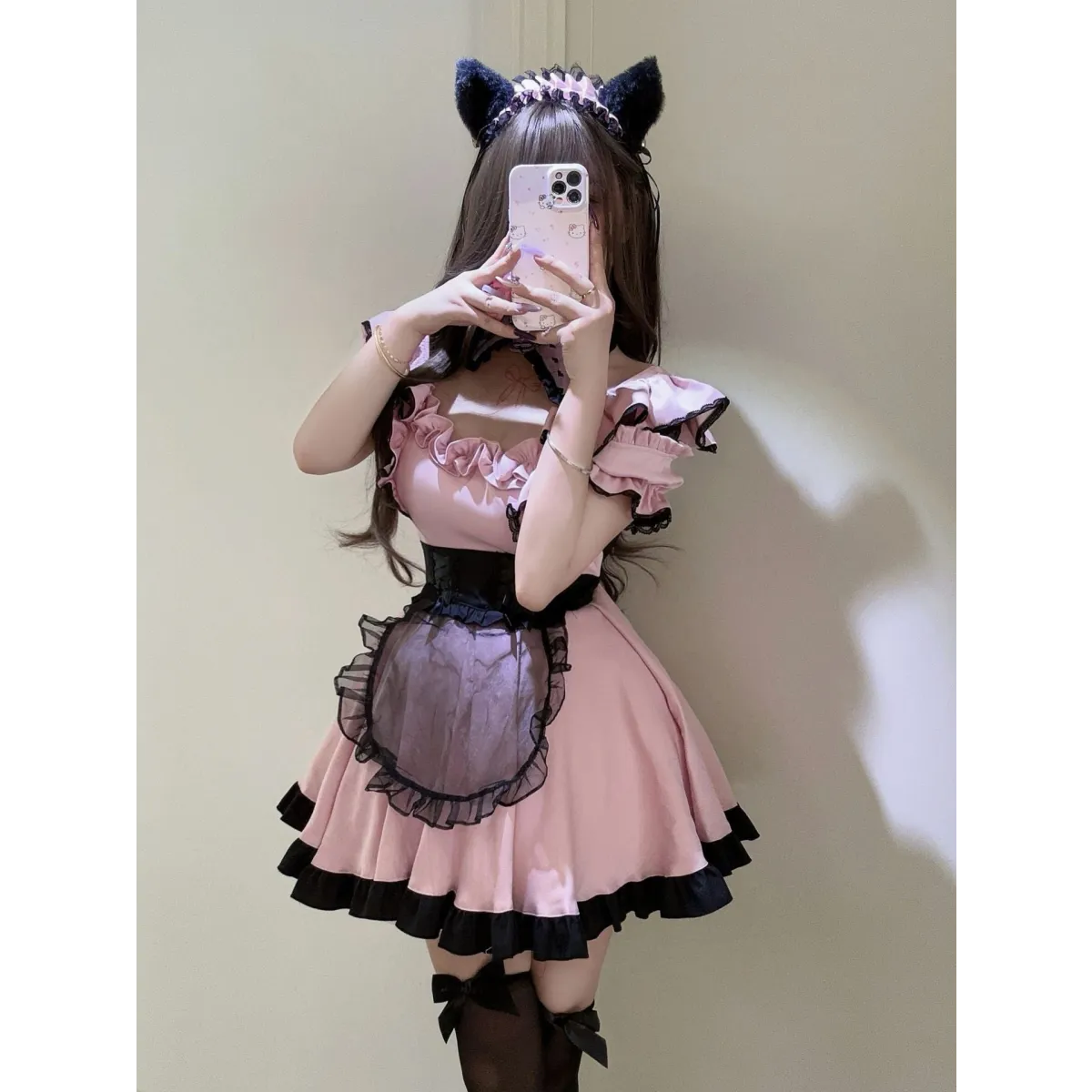 Pink Lace Maid Cosplay Dress Set - All Dresses - Cosplay Outfit - 2