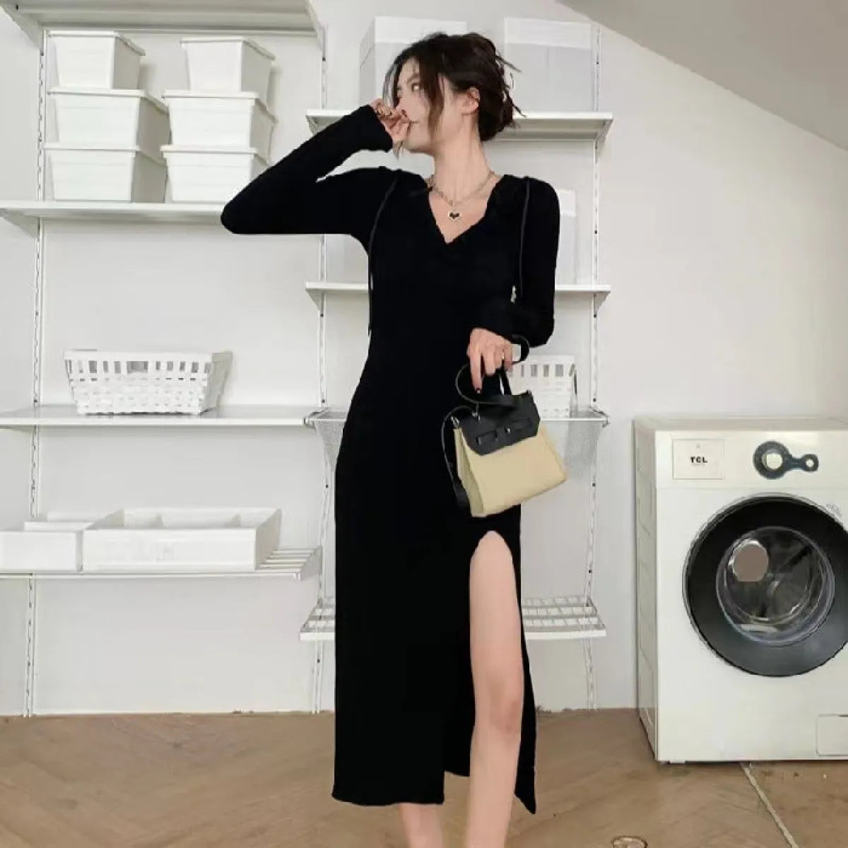 Spice Girls Inspired Hooded Midi Sweatshirt Dress - All Dresses - Midi Dress - 7
