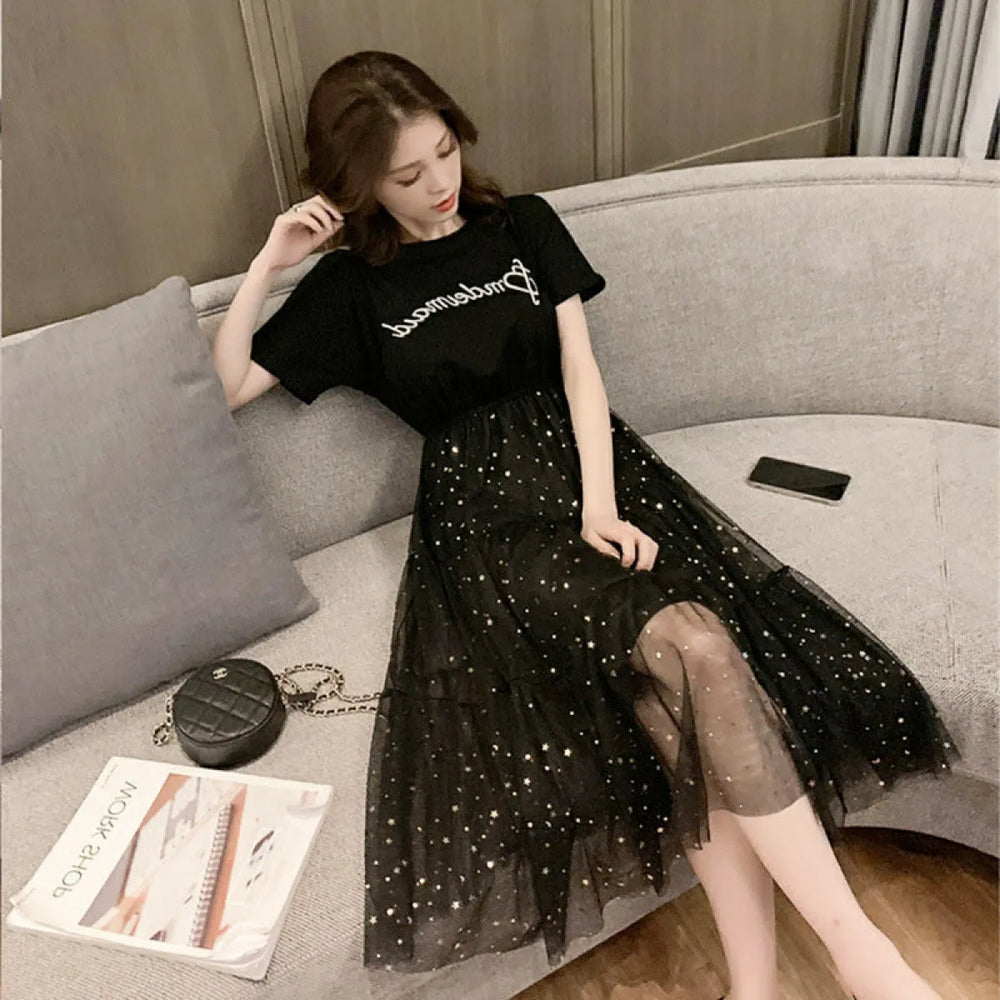 Mori Style Mesh Midi Dress - All Dresses - Midi Dress - 1