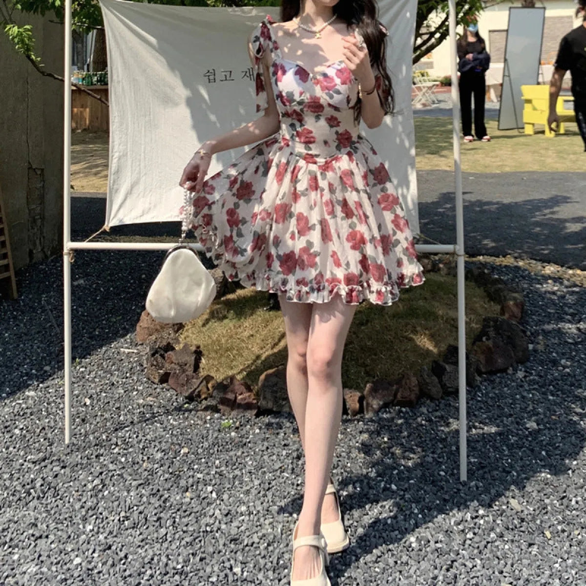 Sweet Floral Sling Mini Dress - All Dresses - Mini Dress - 2