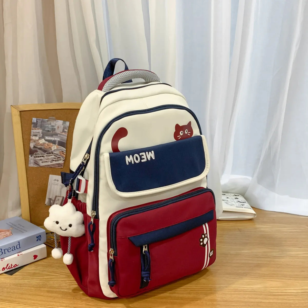 Cat Graphic Backpack with Front Pockets - Accessories - Backpack - 1