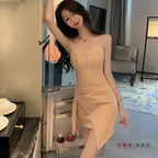 French-Inspired Irregular Strap Bodycon Mini Dress - All Dresses - Mini Dress - 4