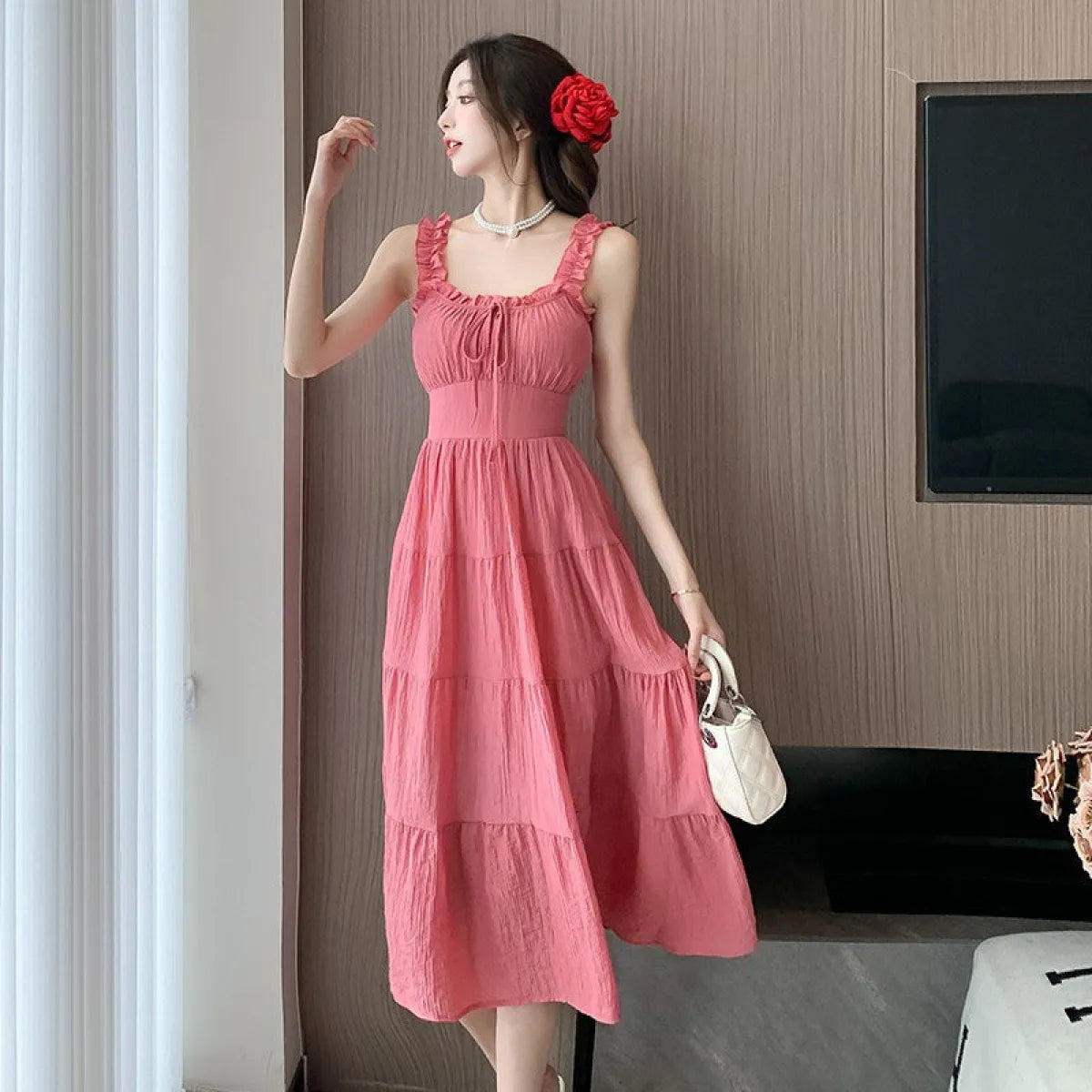 Rose Pink French Resort Midi Dress - All Dresses - Midi Dress - 2