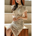 Elegant Lace Ruffle Sleeve Bodycon Midi Dress - All Dresses - Dress - 2