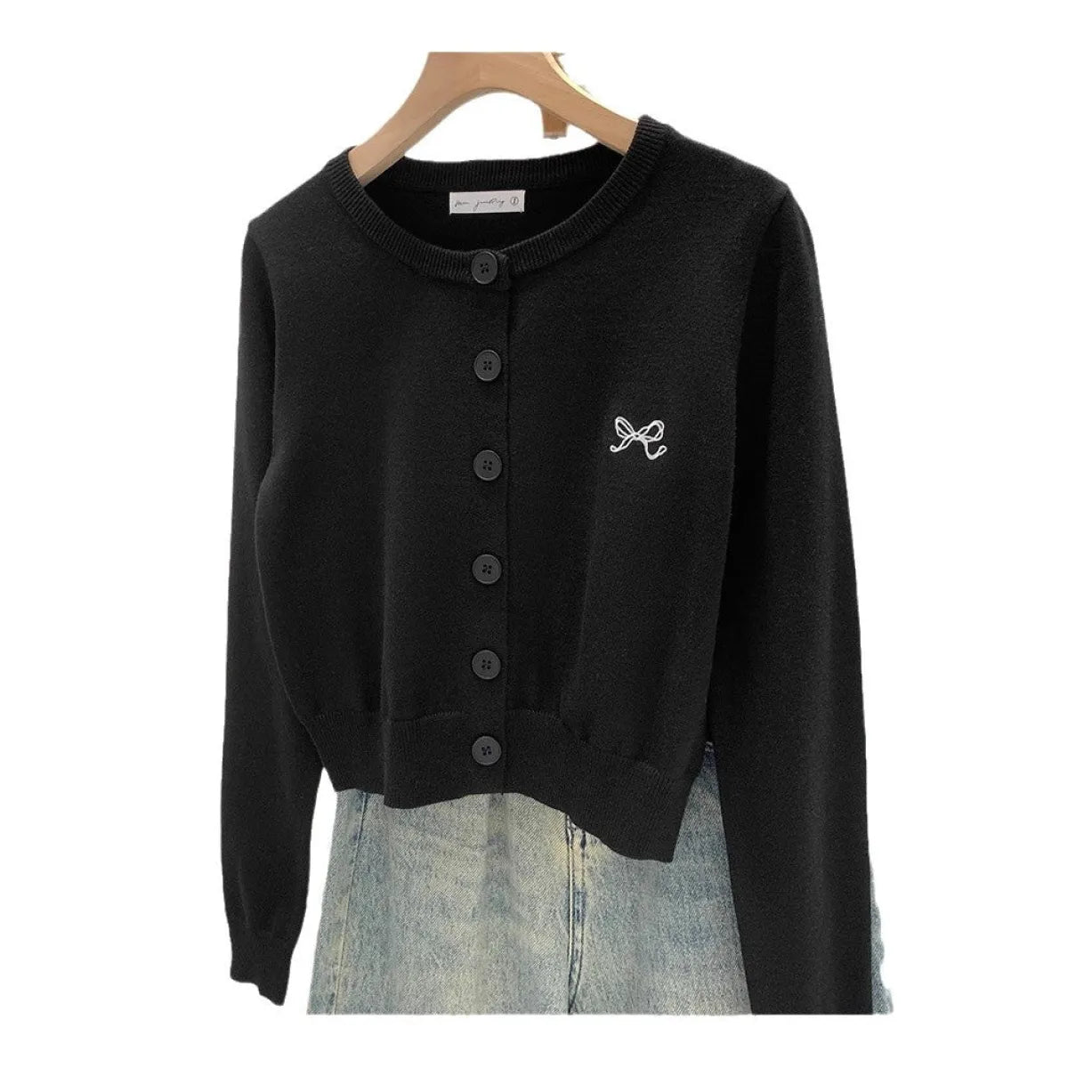 Korean Embroidered Short Knit Cardigan - Women’s Clothing & Accessories - Cardigan - 3
