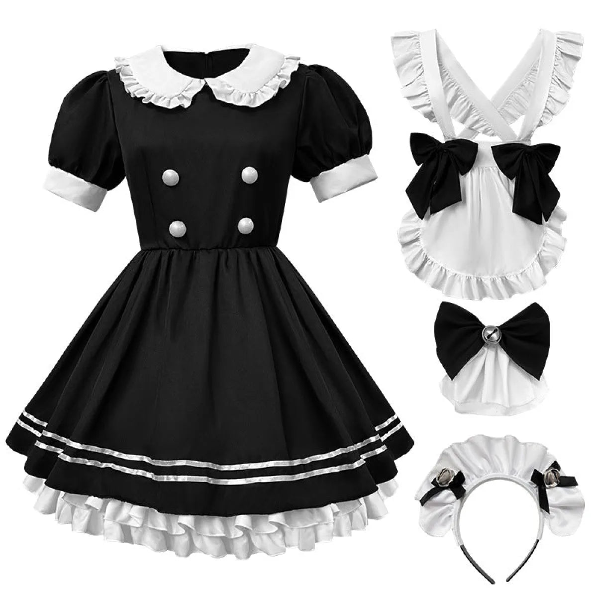 Japanese Black and White Lolita Maid Dress - All Dresses - Lolita Dress - 6