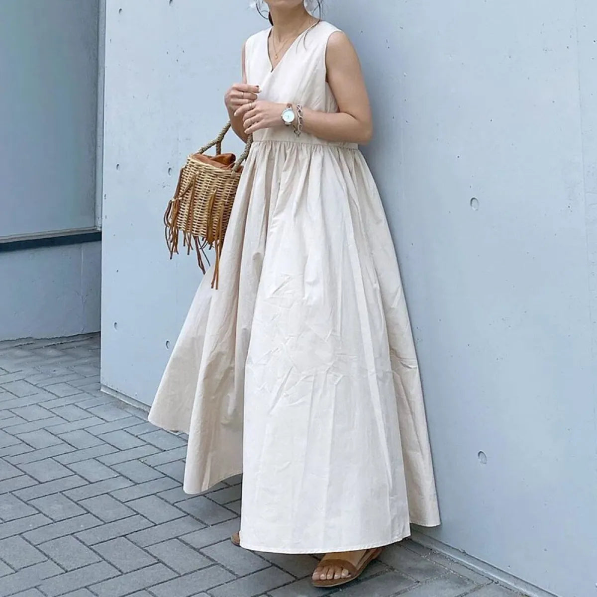 Korean Sleeveless Patchwork Midi Dress - All Dresses - Midi Dress - 3