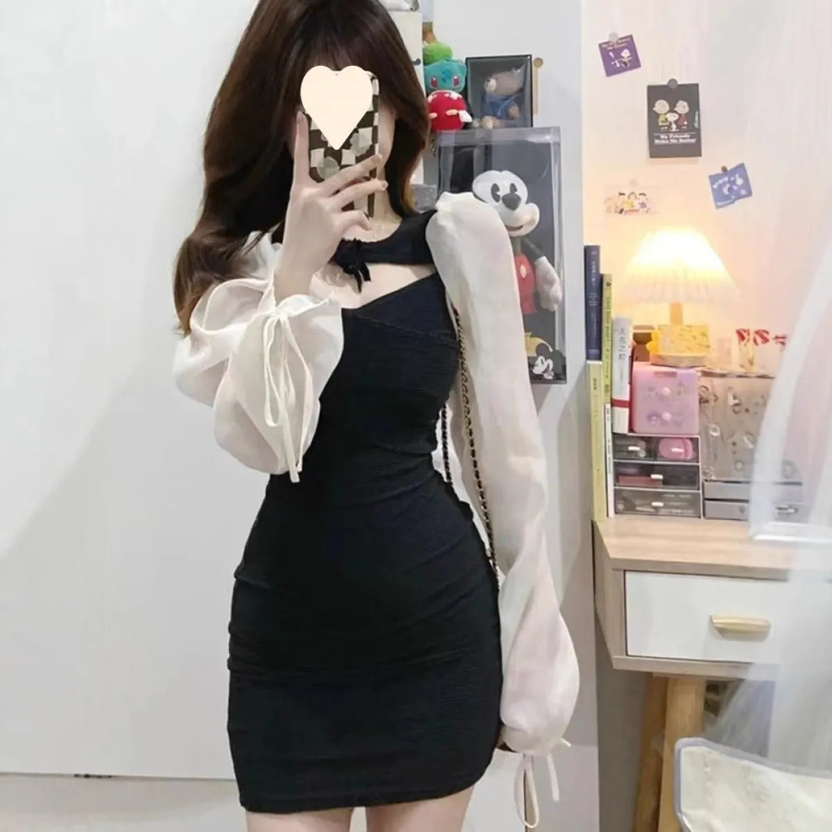 French Hepburn Black Hollow-Out Mini Dress - All Dresses - Mini Dress - 3