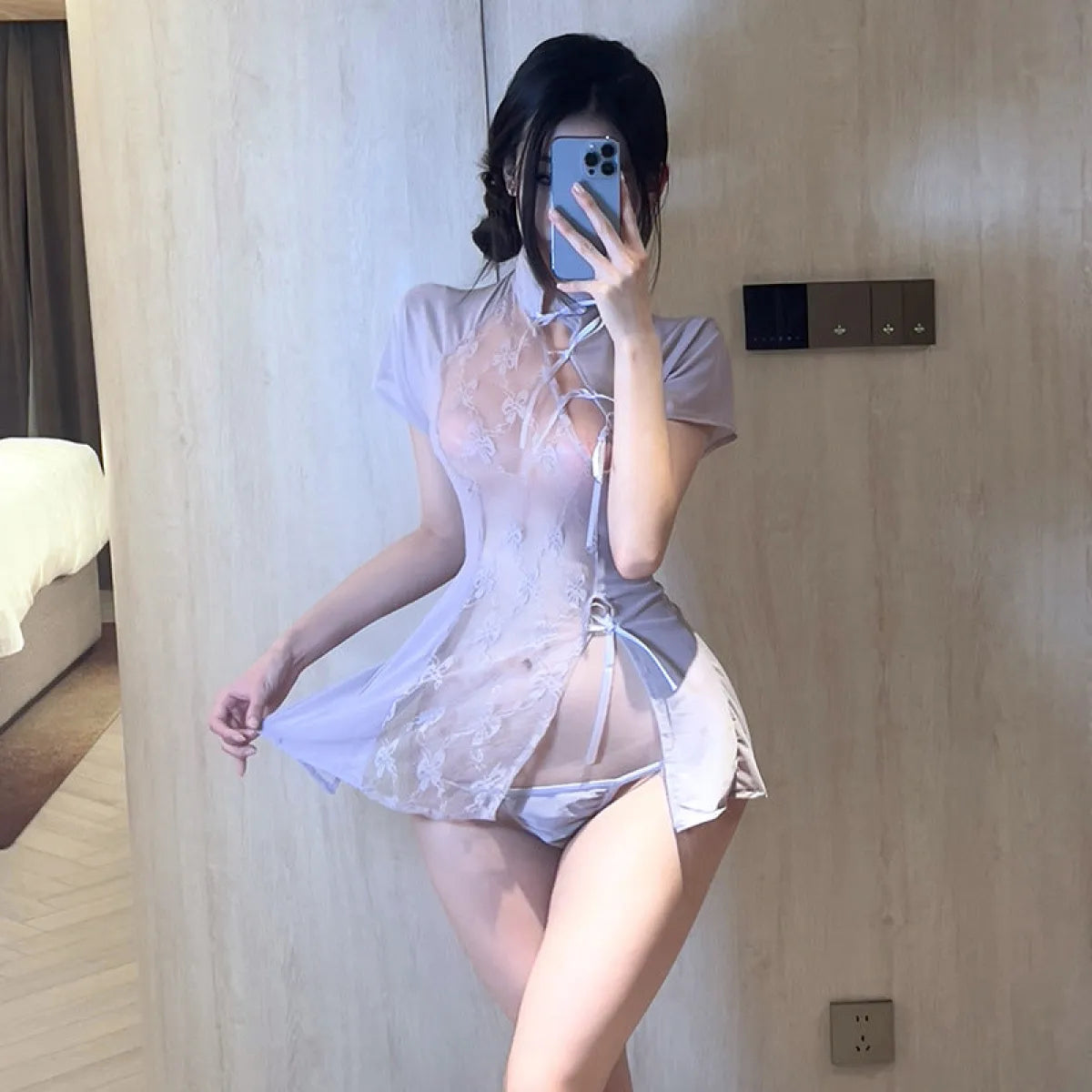 Retro Cheongsam Lace Backless Lingerie Set - Women’s Clothing & Accessories - Sexy Lingerie - 4