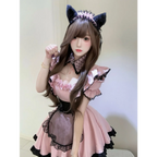 Pink Lace Maid Cosplay Dress Set - All Dresses - Cosplay Outfit - 1