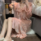 Gold Velvet Palace Style Long Sleeve Nightgown - Best Sellers - Maxi Dress - 4