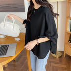 Japanese Loose Lantern Sleeve Solid Top - Women’s - Blouse - 4