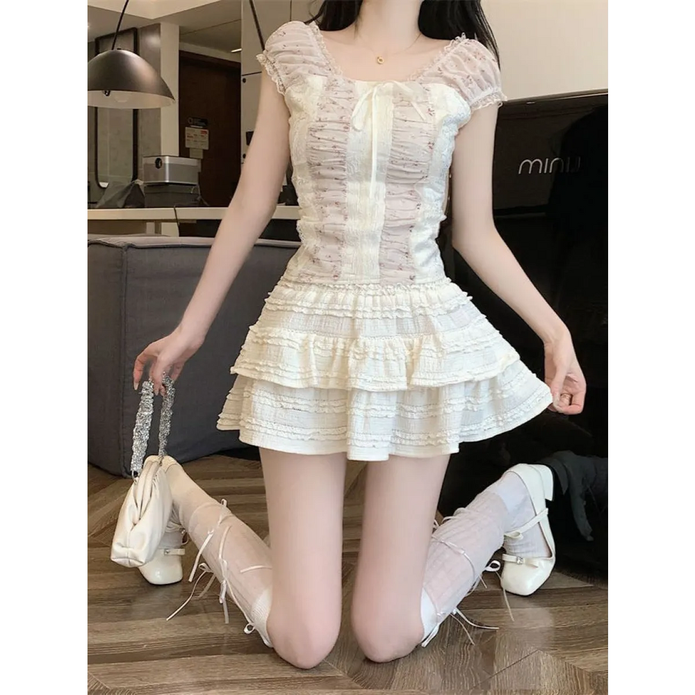 Sweet Ballet Lace Puffy Mini Skirt - Bottoms - Skirt - 1