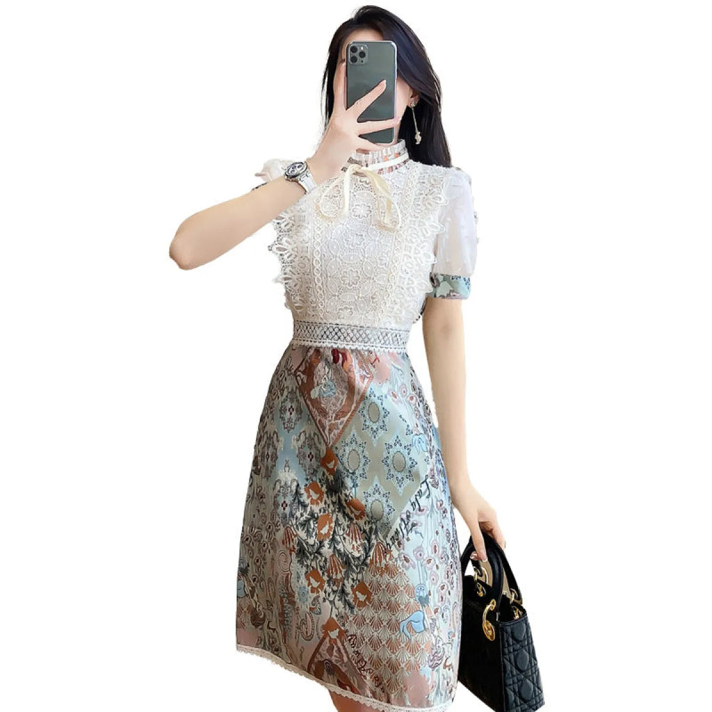 French Lace Embroidered A-Line Midi Dress - All Dresses - Midi Dress - 4