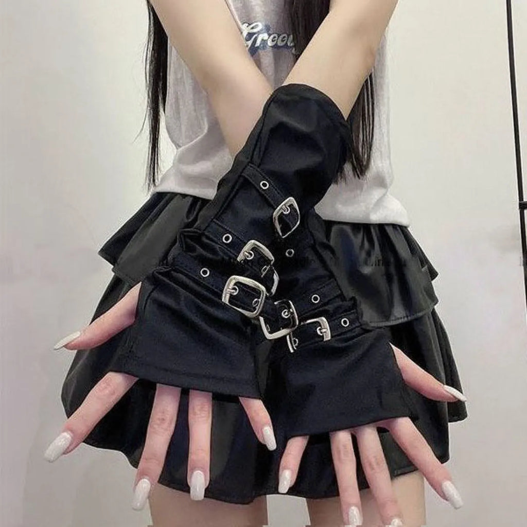 Buckle Arm Sleeve Gloves - Harajuku Style - Accessories - 2