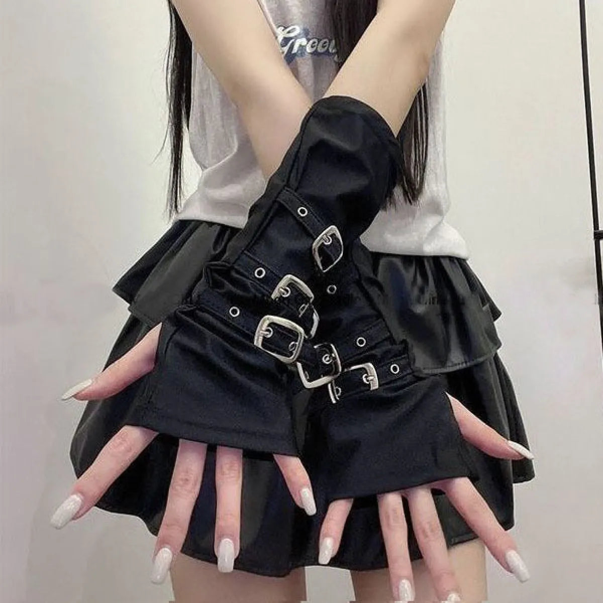 Buckle Arm Sleeve Gloves - Harajuku Style - Accessories - 2