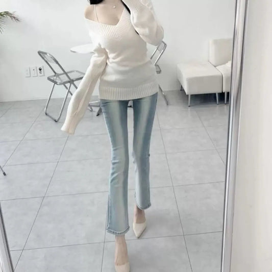 Korean Slim Fit V-Neck Knit Sweater - Dresses - Sweater / Pullover - 2