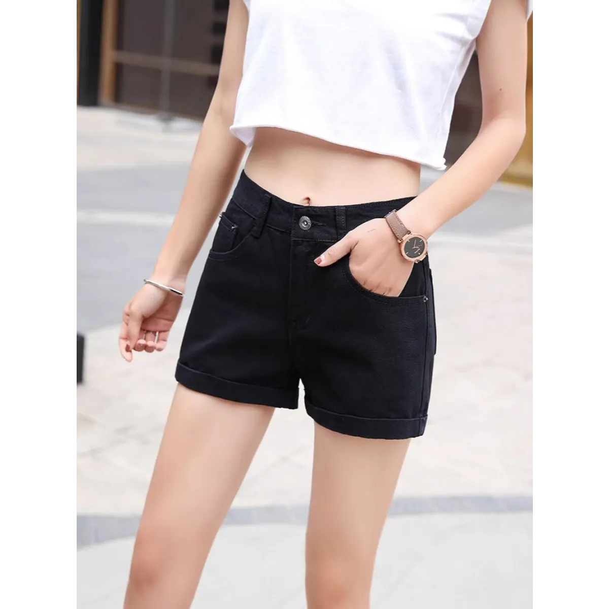 Retro High Waist Denim Shorts - Shorts - Shorts - 4