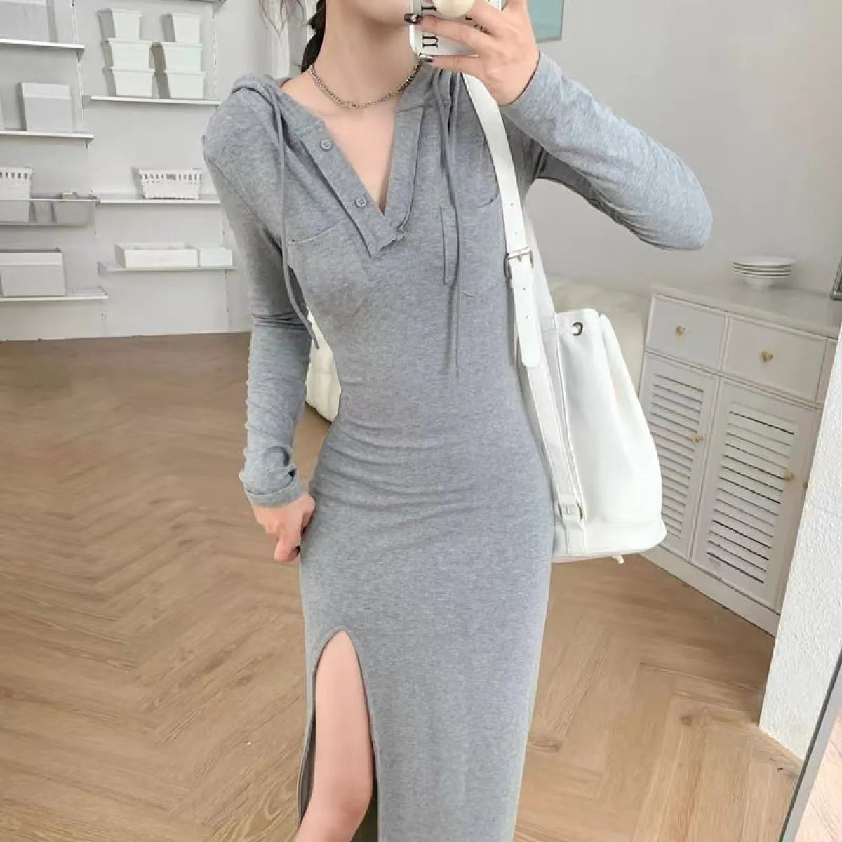 Spice Girls Inspired Hooded Midi Sweatshirt Dress - All Dresses - Midi Dress - 4