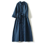 Artistic Cotton Linen Shirt Dress - All Dresses - Midi Dress - 1