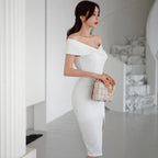 Korean One-Shoulder Backless Slim Midi Dress - All Dresses - Midi Dress - 3