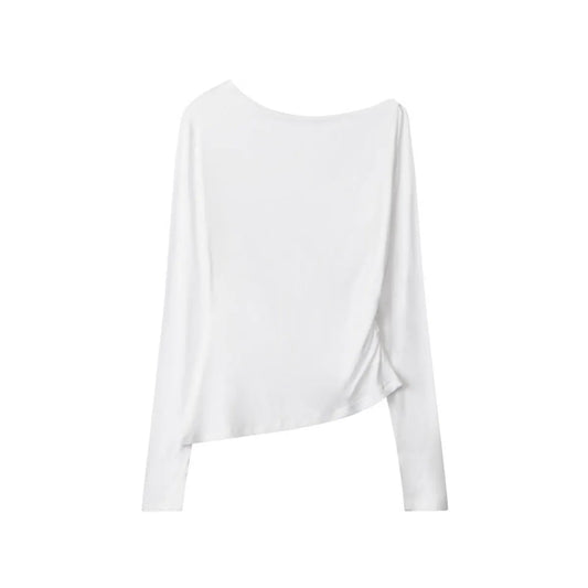 Irregular Slant Collar Slim Long Sleeve T-Shirt - T-Shirts - T-Shirt - 6