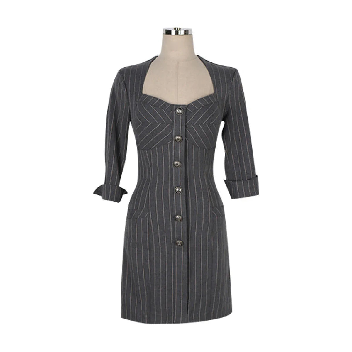 K-Style Square Neck Striped Slim Jumpsuit - Women’s Clothing & Accessories - Sets / Co-ords - 4