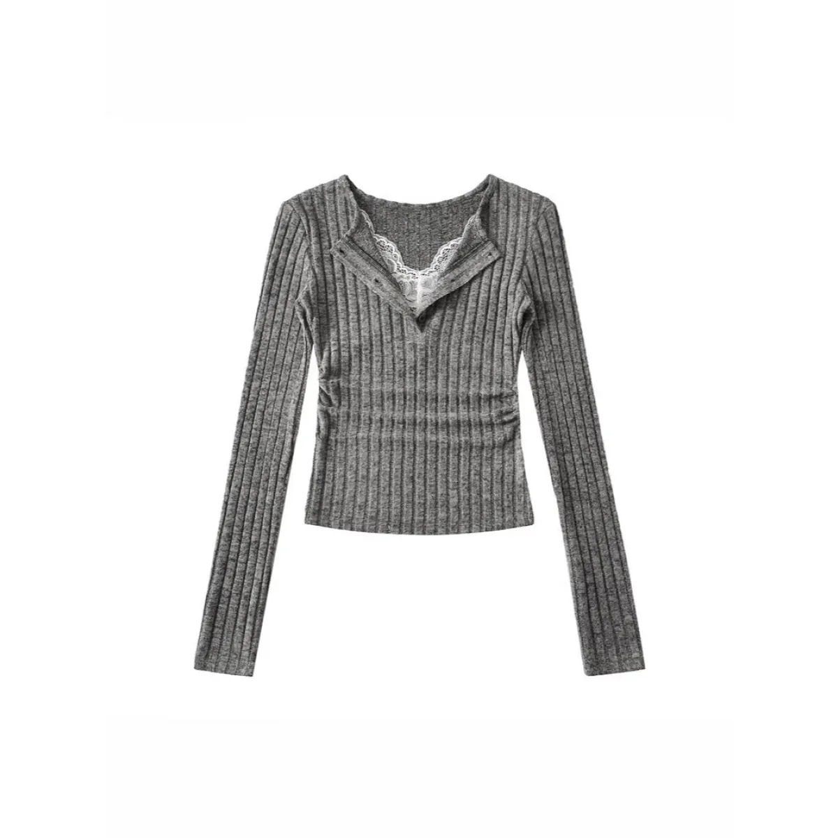 Sweet & Spicy Lace V-Neck Faux Two-Piece Sweater - Sweaters - Sweater / Pullover - 3