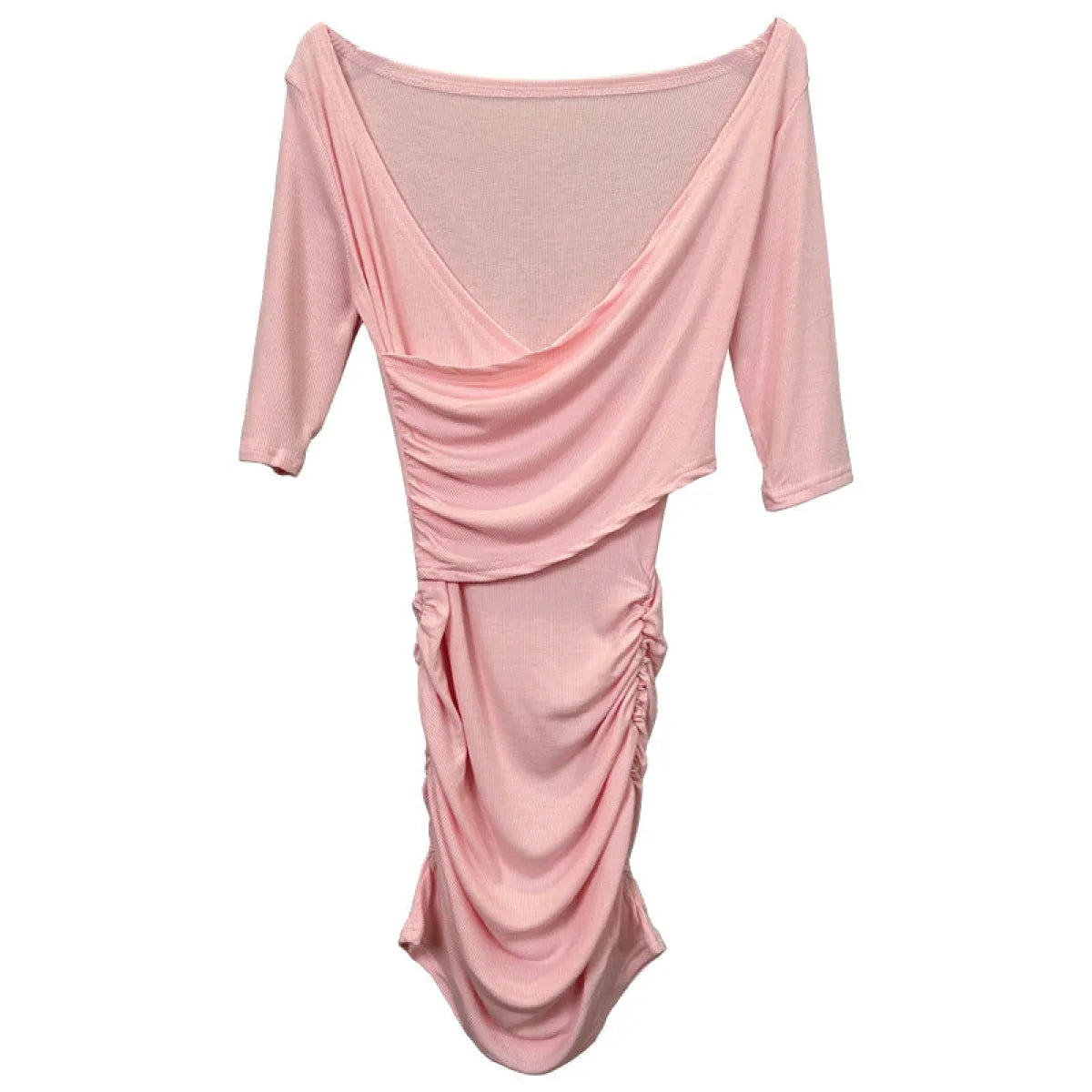 Korean V-Neck Pleated Hip Mini Dress - All Dresses - Mini Dress - 5