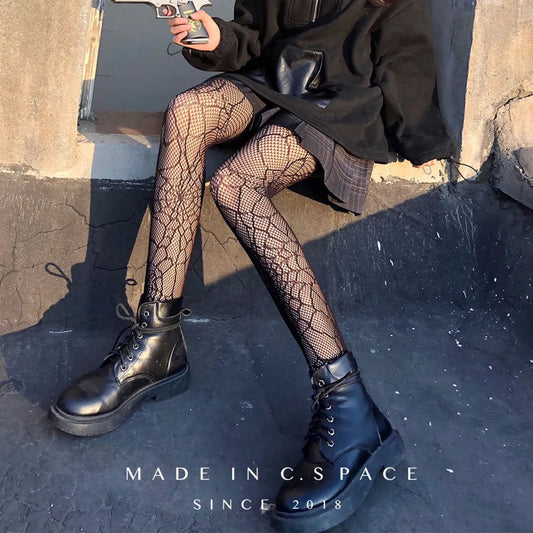 Halloween Skull & Spiderweb Fishnet Socks - Accessories - Accessories - 2