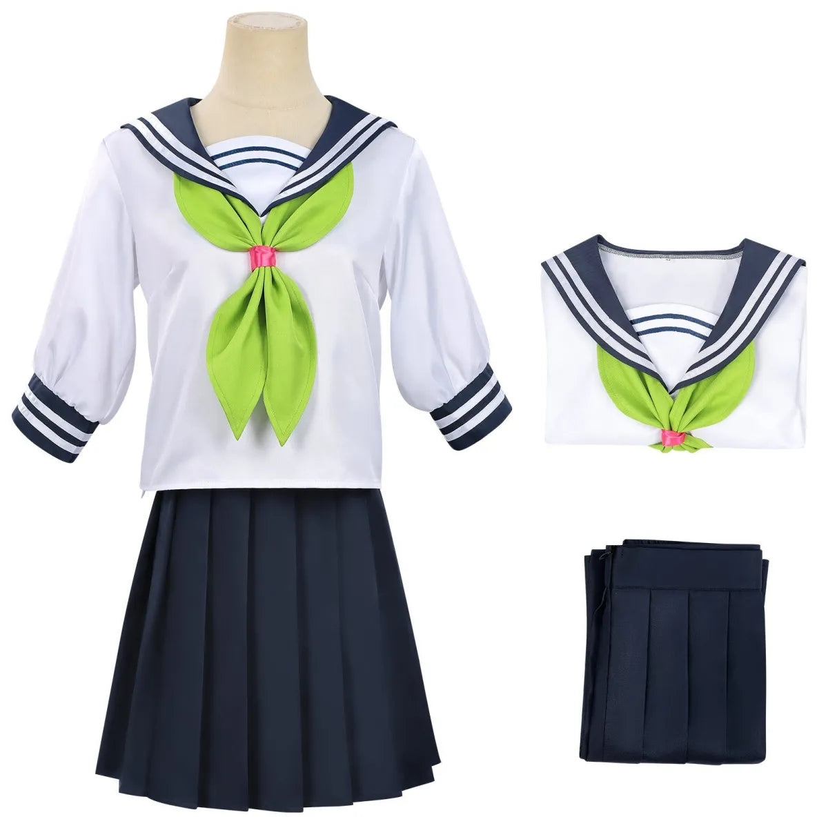 JK School Uniform Cosplay Set – Anime Sailor Top & Pleated Skirt - Bottoms - Cosplay Outfit - 10