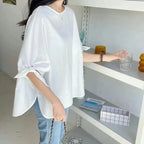 Japanese Loose Lantern Sleeve Solid Top - Women’s - Blouse - 2