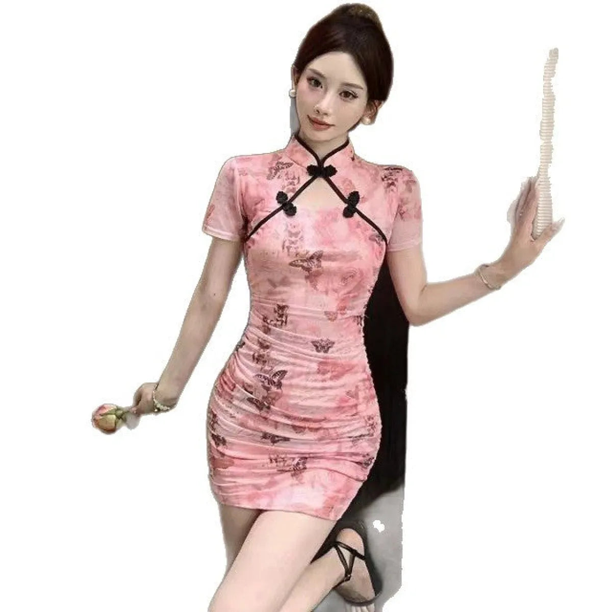 Hollow-Out Cheongsam Mini Dress - All Dresses - Mini Dress - 5