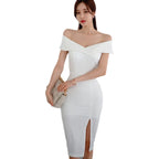 Korean One-Shoulder Backless Slim Midi Dress - All Dresses - Midi Dress - 4