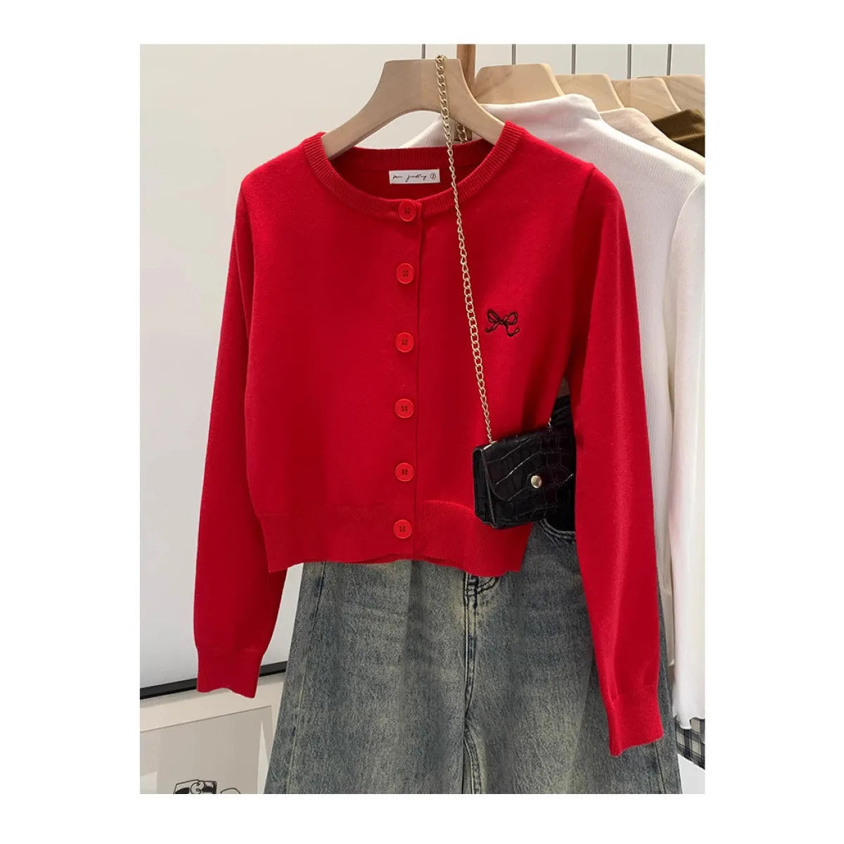 Korean Embroidered Short Knit Cardigan - Best Sellers - Cardigan - 4