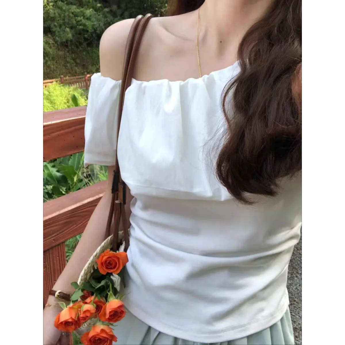 Ruffled One-Shoulder Off-Shoulder Short Sleeve Tee - Best Sellers - T-Shirt - 1