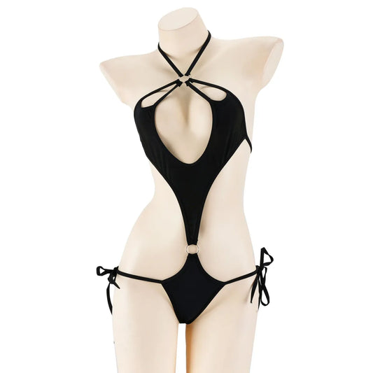 Black Cutout Halter One-Piece Lingerie - Best Sellers - Lingerie Bodysuit - 6