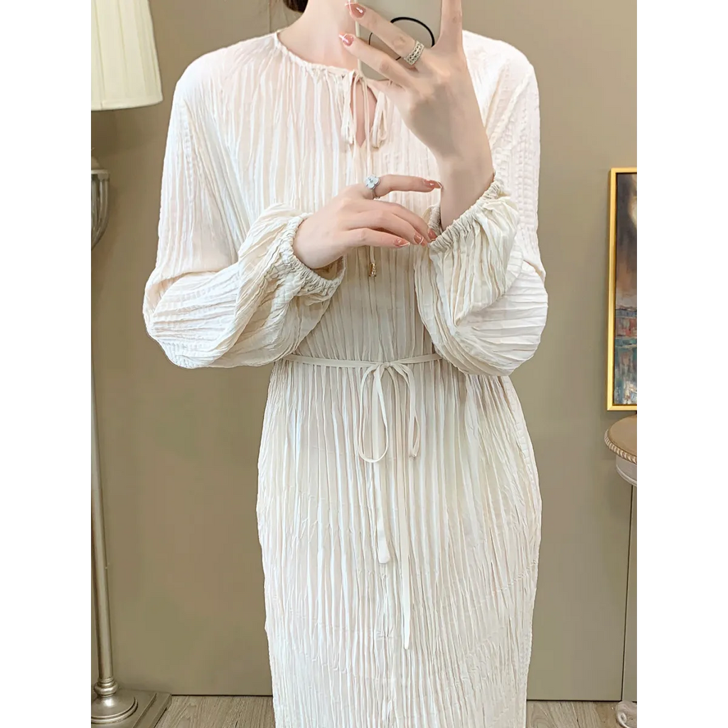 French Style A-Line Lantern Sleeve Maxi Dress - All Dresses - Maxi Dress - 3
