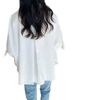 Japanese Loose Lantern Sleeve Solid Top - Women’s - Blouse - 3